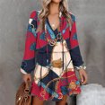 thumbnail image 2 of Vestido con cordones estampado de manga larga con cuello en V casual de moda para mujer Fridja  yut4142, 2 of 8