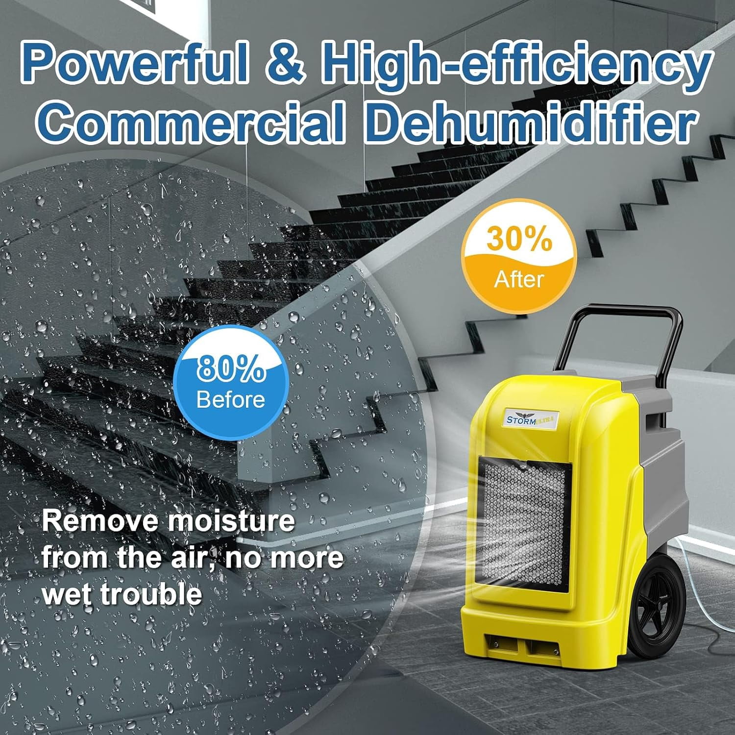 AlorAir Commercial Dehumidifier with Pump Drain Hose, 190 Pints Smart WiFi Industrial Dehumidifiers Large Capacity for Basements, Garages, Mall & Job Sites, 5 Years Limited Warranty