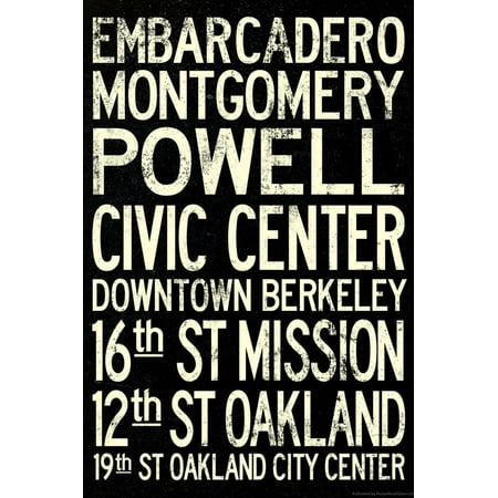 San Francisco Oakland BART Stations Subway Travel Poster Print Wall