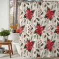 thumbnail image 3 of Vintage Country Red Flowers Shower Curtain for Bathroom, Winter Pine Fruit on Linen Waterproof Shower Curtains Washable Quick Dry with Hooks Bathtub Curtains 60x72IN, 3 of 9