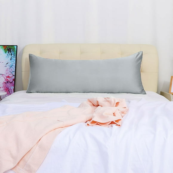 Funda de almohada de satén PiccoCasa, funda de almohada larga y sedosa para el cabello y la piel, Jumbo Plata