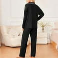 thumbnail image 4 of Fnooota Womens Pajama Sets, Soft Long Sleeve Casual V Neck Sleepwear Set Black Size M, 4 of 4