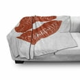 thumbnail image 3 of Kiss Soft Flannel Fleece Throw Blanket, Print of Lips Mark on White Background Seductive Trace Grunge Display Print, Cozy Plush for Indoor and Outdoor Use, 70" x 90", Vermilion White, by Ambesonne, 3 of 6