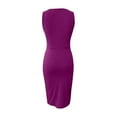 thumbnail image 4 of Gubotare Women's Sexy V Neck Sleeveless Wrap Ruched Sheath Bodycon Casual Party Dress,Purple L, 4 of 4