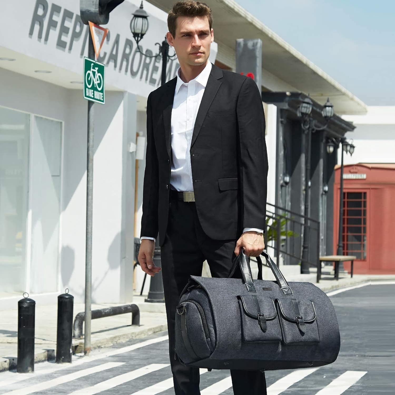 Oenbopo Garment Duffel Bag,45L Suit Bag Garment Bag with Shoe Compartment for Business Trips,Multifunctional Travel Bags for Women and Men