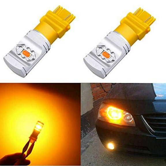 Alla Lighting 3800lm T25 3156 3157 LED Signal Lights Bulbs Super Bright Amber Yellow 4114 4157 3457 4057 3757 High Power ETI 56-SMD 12V Replacement for Cars Trucks Turn Signal Lights Blinker Lights