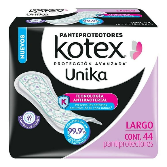 Pantiprotectores diarios Kotex Unika largos 44 pzas