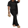 thumbnail image 4 of Womens Plus Size Sets 2 Piece Outfits Casual Short Sleeve Top and Flare Pants Tracksuit Black 4XL, 4 of 7