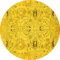 thumbnail image 1 of Ahgly Company Machine Washable Indoor Round Oriental Yellow Traditional Area Rugs, 3' Round, 1 of 4