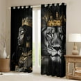 thumbnail image 2 of Feelyou Tribal Black Princess Black Out Curtains, Wildlife Lion King Curtains Pack of 2 (42x63 Each), Southwestern Bohemian Style Bedroom Curtains, Black Out Curtains Decor, 2 of 6