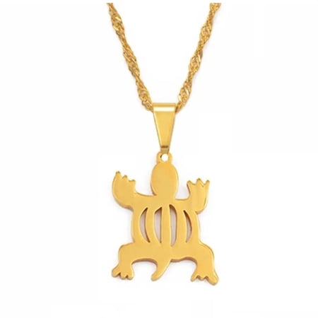 African Symbol Pendant Necklaces 14k Yellow Gold Material Adinkra Gye Nyame Ethnic Jewelry