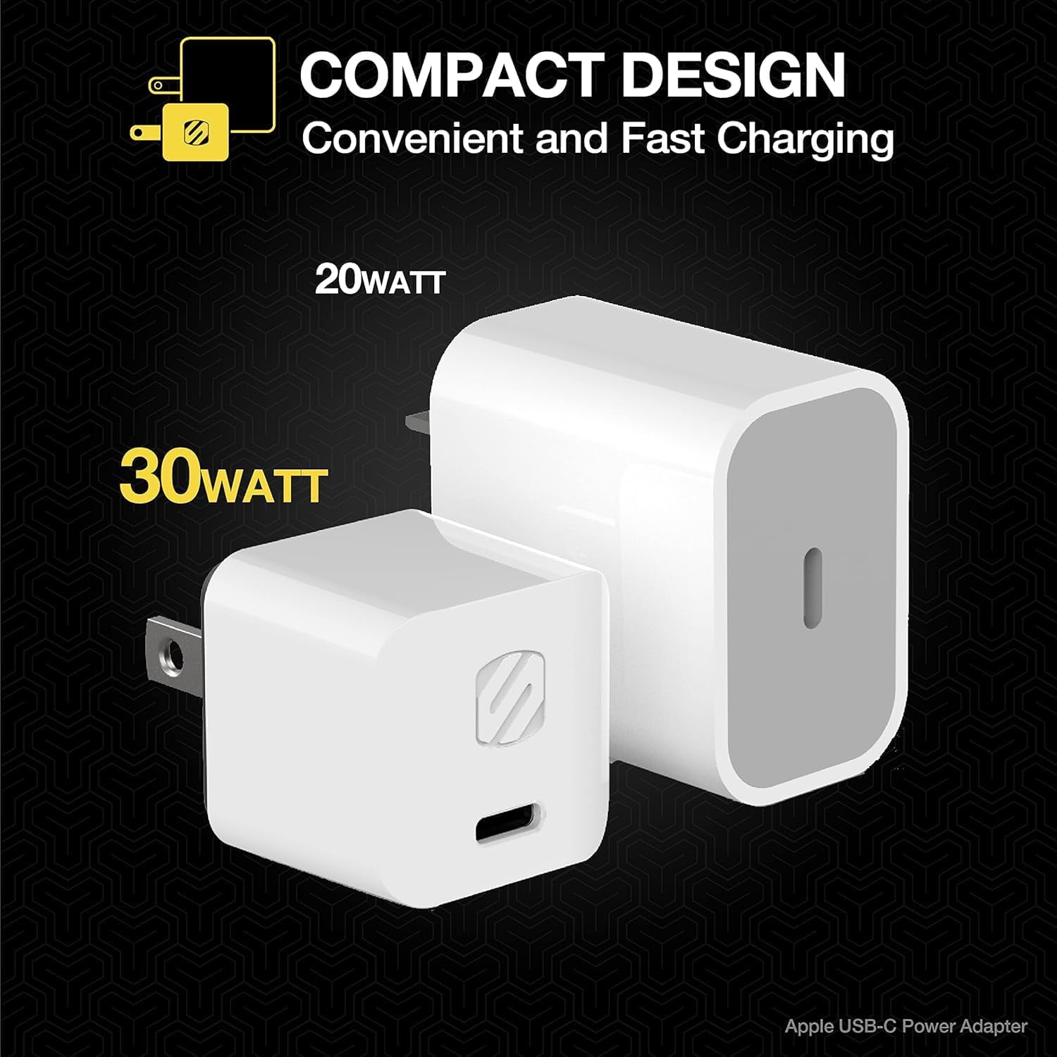 FEFEDFAA-HPDC30MWT-SP Powervolt 30W USB Type-C Wall Charger Compatible with Power Delivery 3.0, 2.0, and Standard USB-C Devices, Fast Charging, White