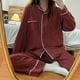thumbnail image 2 of Yasuk-Conjunto de pijama Retro para mujer, ropa de dormir informal a cuadros con pantalones, pantalón suave, primavera y otoño, 2023, 2 of 3