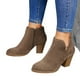thumbnail image 2 of NECHOLOGY Zapatos Botines de mujer Europa y los Unidos Otoño e invierno Nuevas botas femeninas Cremallera lateral Cabeza redonda Botas casuales Botines de tacón grueso de gamuza (Brown 7.5), 2 of 5