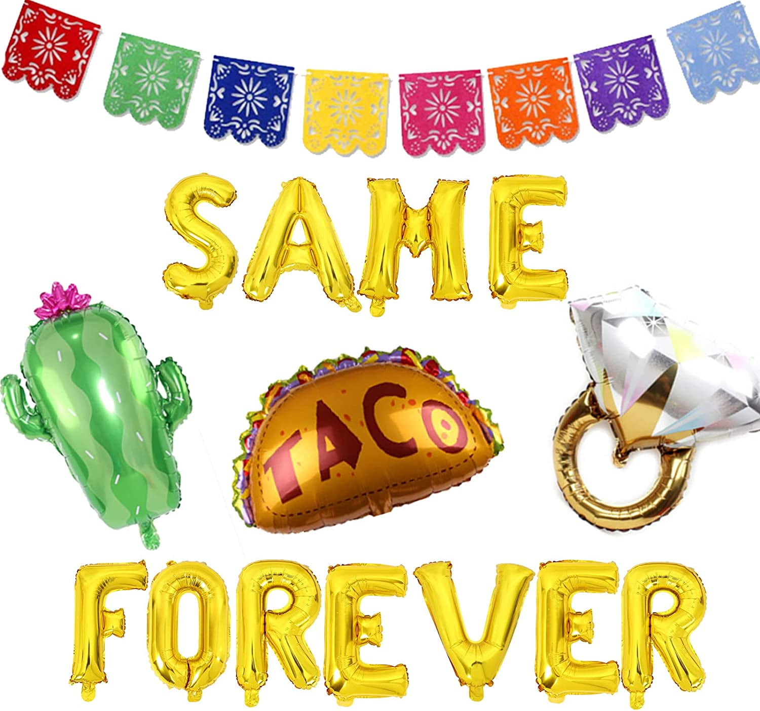 Mexican Gay Mexican Lesbian Bachelorette Party Decorations Kit, Final  Fiesta Same Taco Forever Balloon Banner Taco Diamond Ring Cactus Foil  Balloon Mexican Party Banners Funny Bridal Engagement Party 