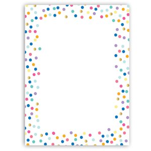 Stonehouse Collection Papeterie Confetti colorée - 8.5 x 11-60 feuilles en papier à lettres - Tête de lettre à la frontière colorée (points colorés)