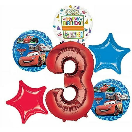 Disney Cars Party Supplies Lightning McQueen 3rd Birthday Balloon Bouquet Decorations