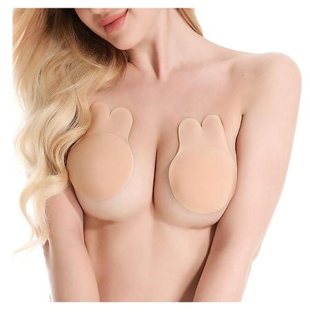 SAYFUT 10 Pair Pack Womens Push up Strapless Bra Lift Nipple Covers Self Adhesive Invisible Bra Reusable Backless Sticky Bras for Women Wedding Dress  Skin/ Black