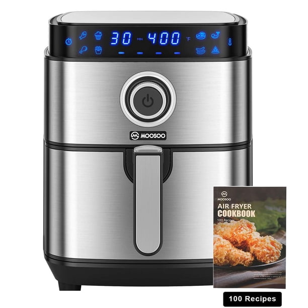 MOOSOO 5.2Qt Stainless Steel Air Fryer Oilless Air Cooker with
