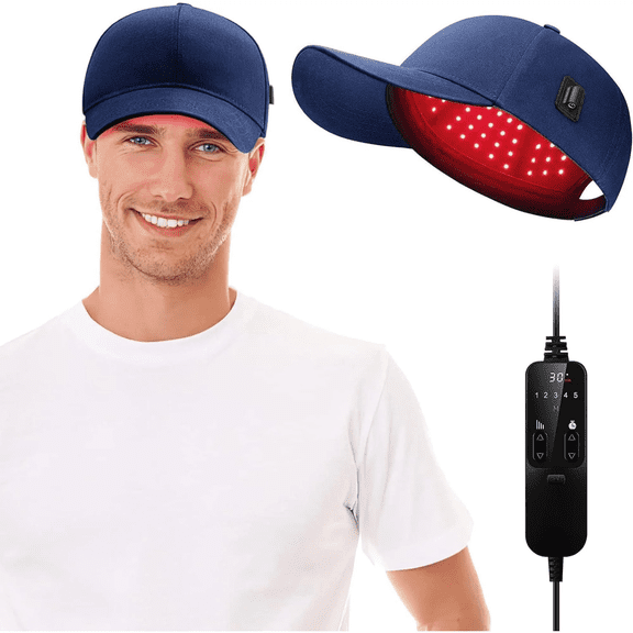 Wearable Red Light Cap for Scalp Wellness, Discreet Hands-Free Light Device with Adjustable Fit for At-Home Hair Care Routines, Portable & Rechargeable, Blue
