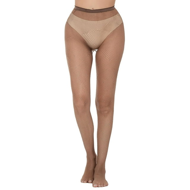 Kelon Collants en Solde Collants en Polyester pour Femmes 2 Pack Collants Aguichant pour Femmes Collants Chaussettes avec Strass Fibre Acrylique Fine Découpe Résille Collants