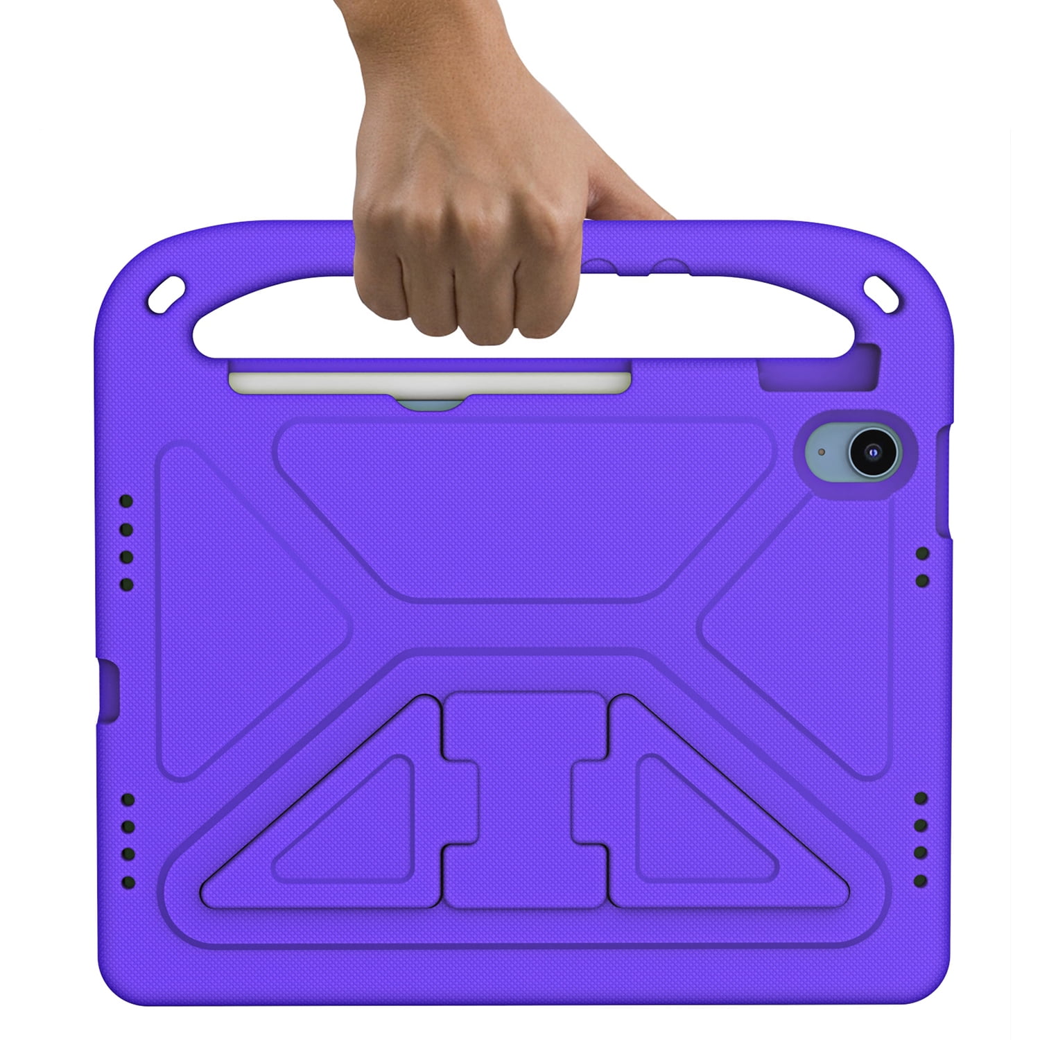 ELEHOLD for iPad 10th Generation 10.9" 2022 Rugged Case Kids Friendly EVA Full Body Protective Handle Grip Pencil Holder Kickstand Shockproof Kids Case for iPad 10th,Purple
