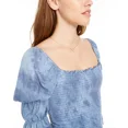 thumbnail image 3 of Rewash Juniors' Tie-Dyed Smocked Ruffle-Trimmed Top Blue Size Medium, 3 of 3