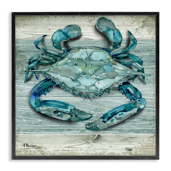 Stupell Industries Coastal Northpoint Sealife Rustic Crab Black Framed Giclee Art, 12 x 12, by Paul Brent