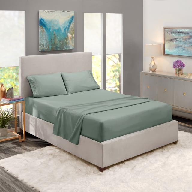Clara Clark Juego de Sábanas Individual, Lujo 3 Piezas con Bolsillos Profundos, Ropa Cama Infantil Microfibra Ultrasuave, Color Verde Salvia