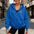 thumbnail image 2 of Womens Hoodie USA Letter Print Full Zip Up Sweatshirt Oversize Tops Long Sleeve Hooded Jacket with Pockets Solid Color Plus Size Coat Clothes, 2 of 4