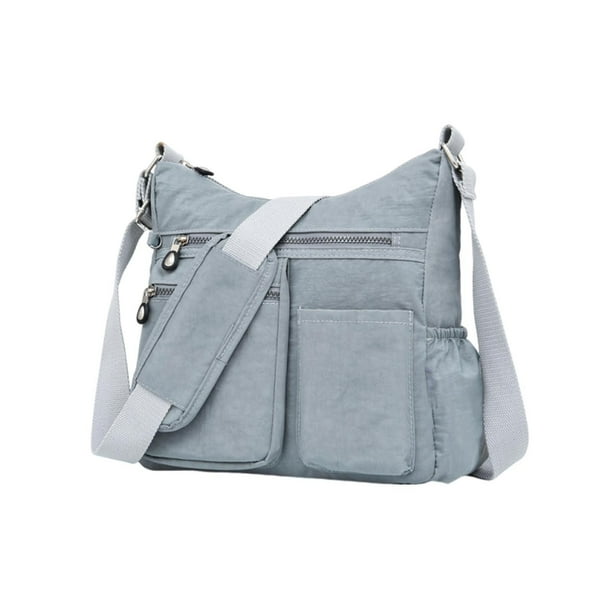 Bolso Bandolera de Nailon con Múltiples Compartimentos, Bolso de Hombro Informal de Tamaño Mediano para Hombre y Mujer, Riñonera Manos Libres para Viajes y Uso Diario.