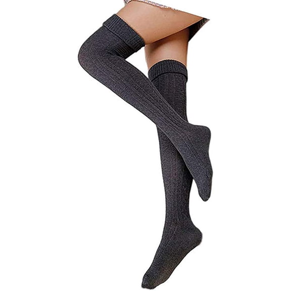 Idoravan Knee Socks for Women Adult Women Knitting Color Knee-High Socks Cotton Fashion Long Stockings
