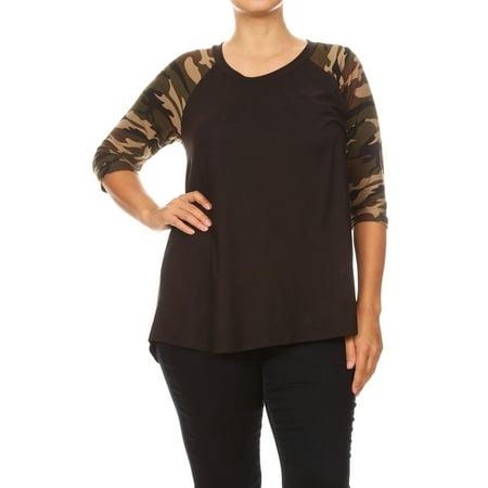 Women's Plus Size Floral Sleeve Tunic Top