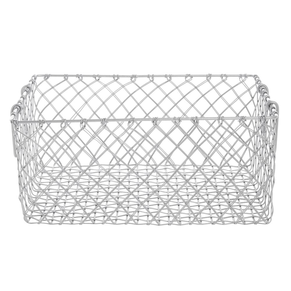 Hubert Rectangular Urban Link Matte Silver Steel Wire Basket with