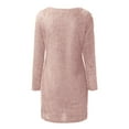 thumbnail image 4 of Clearance! Labakihah midi dresses for women casual dresses for women Women's Dress Fitted Crewneck Knitted Cotton Solid Color Long Sleeve Plush Seamed Mini Sweater Dress Khaki, 4 of 7