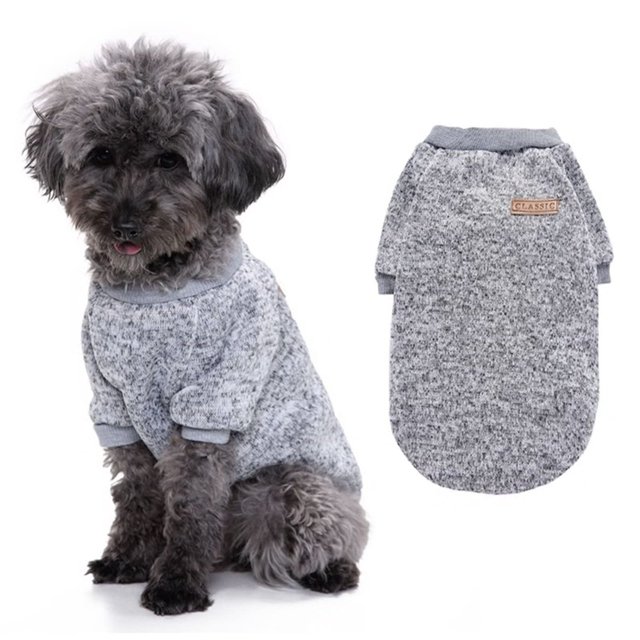Suéter para perros pequeños, medianos, niños, niñas, cachorros, ropa cálida, invierno gris, hace que tu perro esté cálido y a la moda (L)
