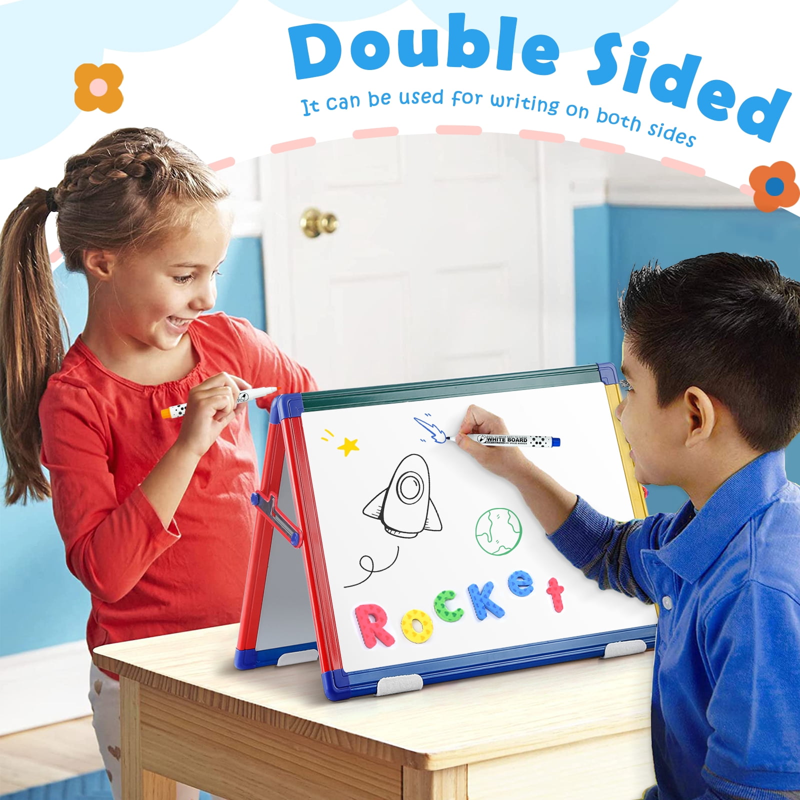 SWANCROWN Magnetic Double-sided Whiteboard Easel