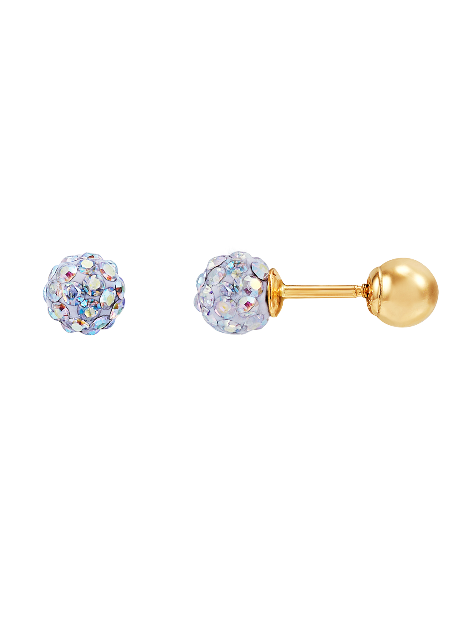 Brilliance Fine Jewelry Girls Aurora Borealis Crystals 4.8MM Ball Studs in 10K Yellow Gold - image 2 of 4