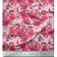 thumbnail image 1 of Soimoi Cotton Poplin Fabric Leaves & Lily Flower Print Fabric by the Yard 42 Inch Wide, 1 of 1