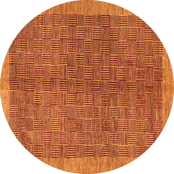 Ahgly Company Indoor Round Abstract Orange Contemporary Area Rugs, 8' Round
