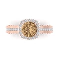 thumbnail image 2 of 2.7ct round cut champagne Zircon 18k rose gold halo Bridal Wedding Engagement Promise Anniversary Ring for Women size 5.25, 2 of 7
