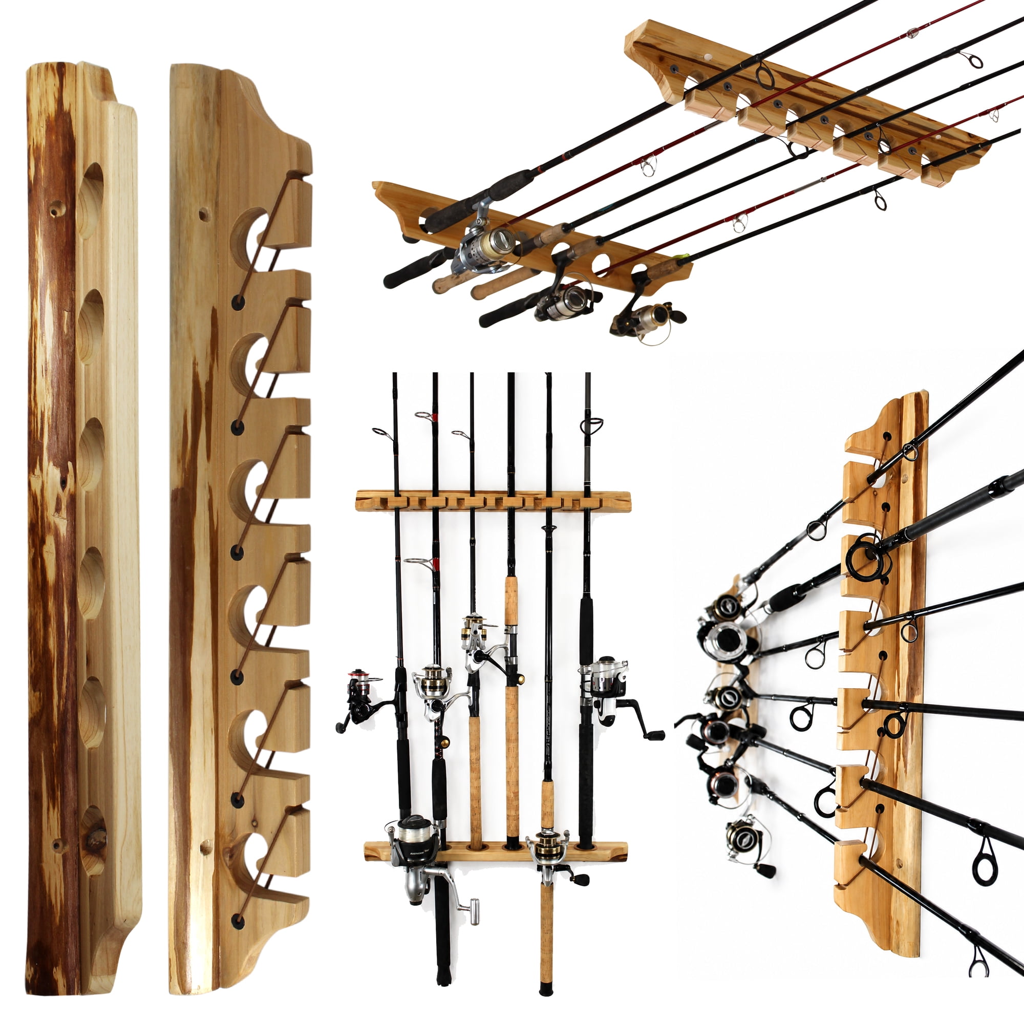 Rush Creek Creations Fishing Rod Wall and Ceiling Rack 6 Rod Capacity-Vertical/Horizontal Mount