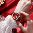 thumbnail image 1 of enjoywould Montre Étanche pour Femmes avec Calendrier Lumineux Surface Miroir Bracelet en Faux Cuir Réglable, 1 of 4