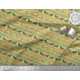 thumbnail image 3 of Soimoi Green Rayon Fabric Stripe & Horse Folk Art Decor Fabric Printed Yard 56 Inch Wide, 3 of 3