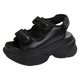 thumbnail image 1 of Bmisegm Ladies Casual Shiny Leather Outwear Open Toe Breathable Beach Thick Bottom Large Size Sandals Sandals Women Summer Black 9, 1 of 9