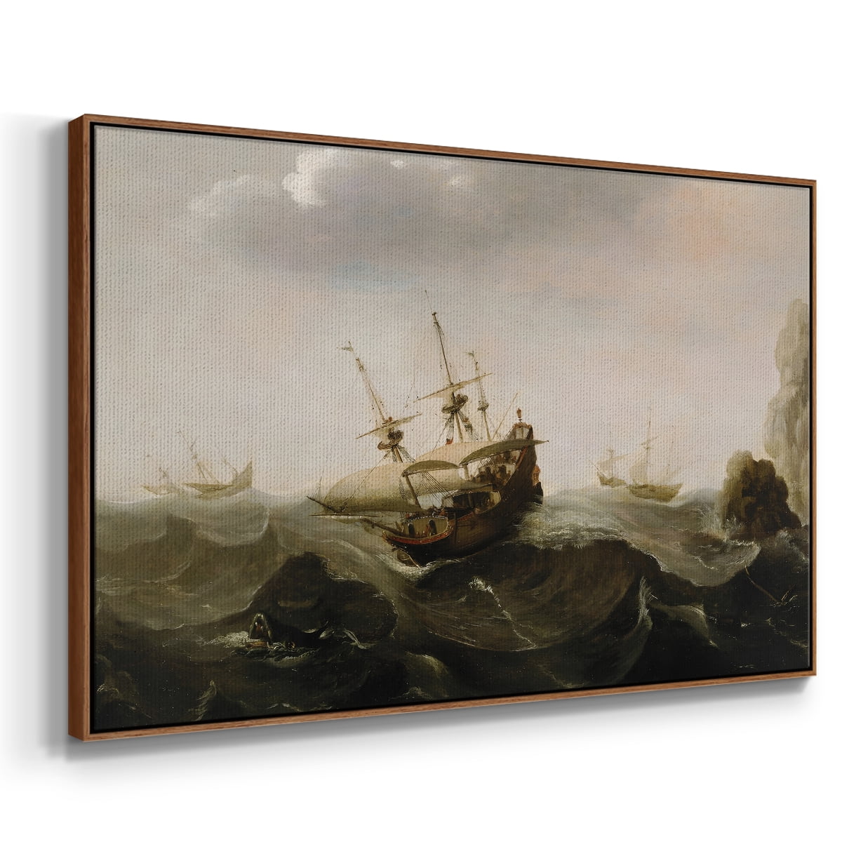 Vintage Landscape-CCLXV By Wexford Home Framed in Walnut Wood Gallery Wrapped Canvas 27 in. x 41 in.
