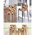 thumbnail image 5 of Beige Red Strawberry Bar Stool Covers Set of 4, Spring Floral Watercolor Summer Botanical Stretch Bar Chair Covers with Backs, Removable Pub Counter Height Chair Cover for Kitchen Dining Room Cafe, 5 of 7