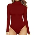 thumbnail image 1 of Femmes Mode Faux Col Roulé Manches Longues Solides Tops en Peluche Combinaison de Corps, 1 of 5