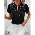 thumbnail image 6 of Womens Summer V Neck Short Sleeve Tops Dressy Elegant Casual Shirts Black L, 6 of 7