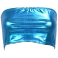 thumbnail image 1 of Women's Shiny Metallic Strapless Crop Tube Top Rave Bandeau Bra, 1 of 2